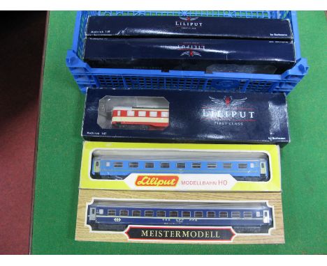 Five Liliput "HO" Gauge Boxed Coaches, Ref No's L383102, L383305 and L383605 by Bachmann for OBB Railway, condition very good