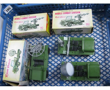 Three Circa 1970's Hong Kong Plastic 'Friction Drive' Mini Moke Mobile Combat Division Vehicles, this set of three comprises 