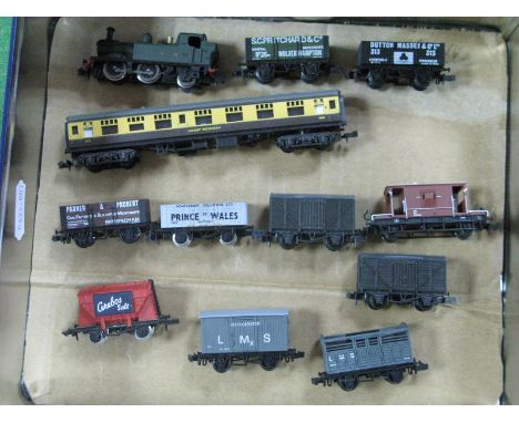 Dapol 'N' Gauge Ref ND-009 G.W.R Class 14XX 0-4-2 Tank Steam Locomotive, GWR green, R/No 1472, very good, unboxed, plus a LIM