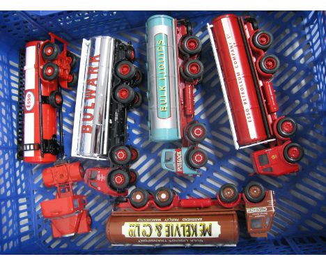 Five Modern Diecast Model Tankers, by Corgi, including Scammell, Leyland, Atkinson, liveries noted by Esso, Pollock Bulk Liqu