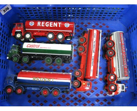 Five Modern Corgi Diecast Model Tankers, including Guy, Leyland, Foden, ERF, Regent, Castrol. Esso, Arrow Bulk Carriers, live