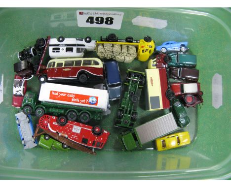 A Quantity of 1:76 and Smaller Vehicles, by Oxford, etc - unboxed cars, lorries, fire engine, coach, etc, good/good plus. (21