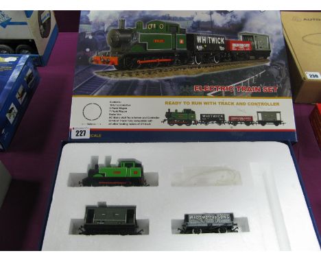 A Bachmann Branch Line "OO Gauge" 'Puffing Billy' Locomotive, R/No.4, green livery, Brake Van, Wadsworth and Sons Plank Wagon