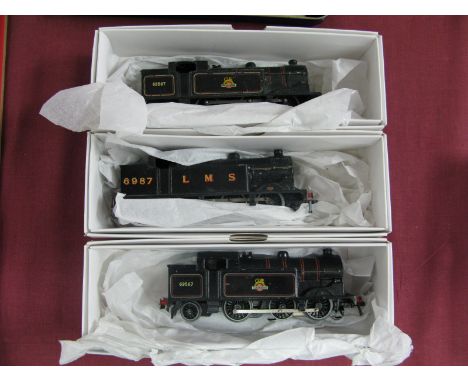 Three Hornby Dublo 3 Rail Class N2 0-6-2 Tank Steam Locomotives, custom boxed. Two BR black R/NO 69567, one LMS black R/NO 69