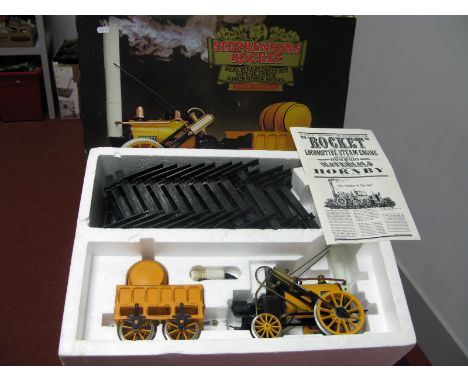 Hornby 3½ Inch Gauge Live Steam "Stephenson's Rocket" Train Set, boxed very good condition with track and accessories, signs 