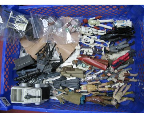A Quantity of Original Star Wars Trilogy Plastic Figures and Accessories, including Chewbacca, Darth Vader, Han Solo, C-3PO, 