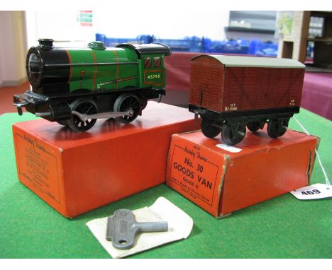 Hornby "O" Gauge/7mm No 30 Clockwork 0-4-0 Steam Locomotive, BR green, R/No 45746, boxed plus key and "Tested" slip (no tende