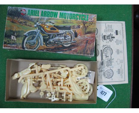 Airfix 1:16th Scale Circa 1977 Ariel Arrow Motorcycle Plastic Model Kit, appears complete with decals and instruction sheet, 