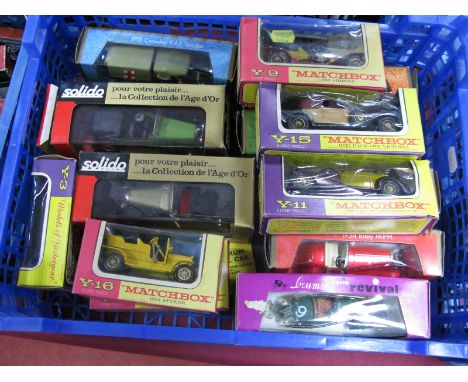 A Quantity of Solido, Matchbox Yesteryear, (wood grain and yellow, pink, purple perspex), Brumm Models, all boxed including M