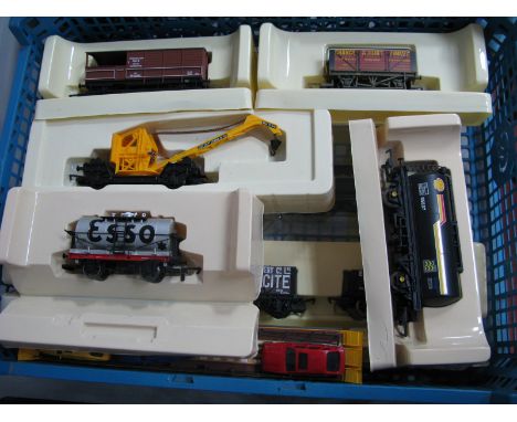 Fourteen Items "OO" Gauge/4mm Unboxed Rolling Stock, by Hornby, Bachmann and Lima, car transporter, breakdown crane, tankers 