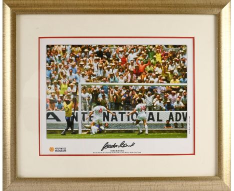 Gordon Banks Signed Print of him saving Header from Pele in 1970. With Collectors Mart International certificate of authentic