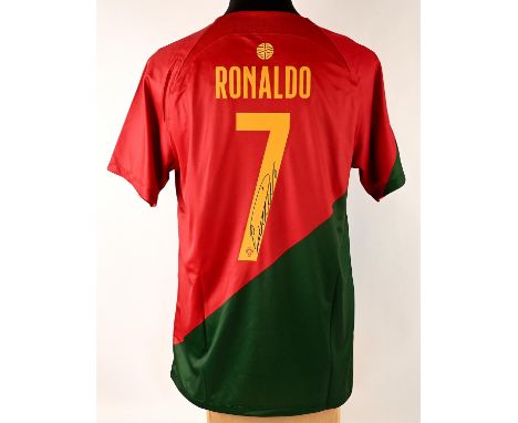 Cristiano Ronaldo Back Signed Portugal 2022-23 Home Shirt, in presentation box along with Icons.com Certificate of Authentici