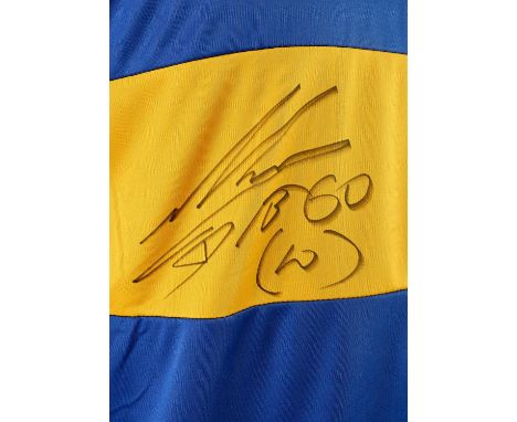 Diego Maradona Front Signed Boca Juniors 1981-82 Home Shirt, in presentation box along with Icons.com Certificate of Authenti