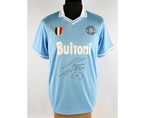 Diego Maradona Front Signed SSC Napoli 1987-88 Home Shirt, in presentation box along with Icons.com Certificate of Authentici