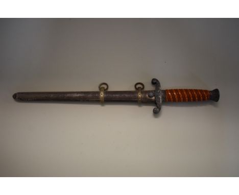 A German Heer dagger and sheath, by E F Horster, having shortened 24.2cm blade. 