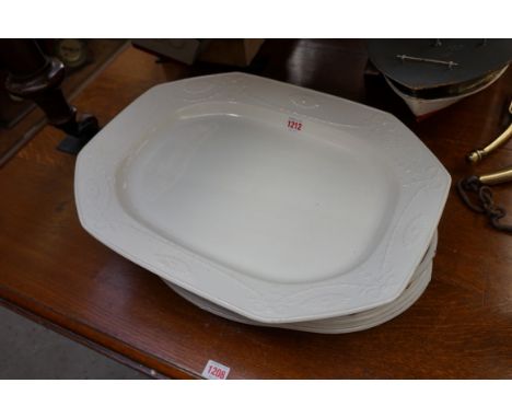 A Spode meat plate, 50cm wide; together with a Continental porcelain centrepiece stand, 51cm wide.&nbsp; 