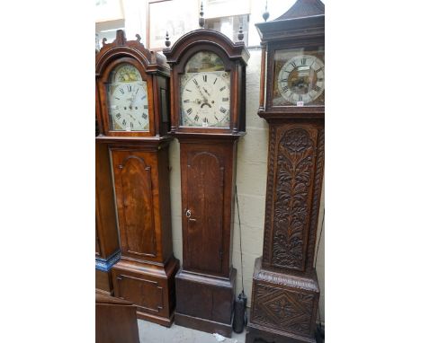 A George III oak 8 day longcase clock, the 12in arched painted dial inscribed 'William Trevena, Redruth', height including fi