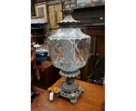 A large vintage American Falkenstein glass table lamp,&nbsp;total height 59cm.&nbsp; 