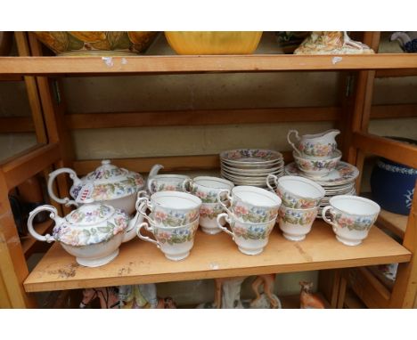 A Paragon 'County Lane' pattern part tea service, (large teapot s.d.). 