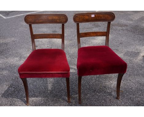 A pair of Georgian mahogany dining chairs: together with a button back occasional chair. (3) 