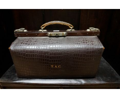 A vintage simulated crocodile Gladstone bag.&nbsp;&nbsp; 