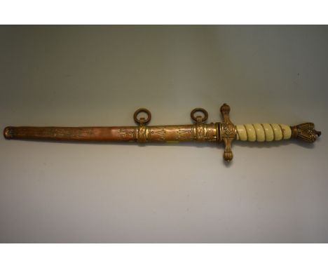 A German Kriegsmarine dagger and sheath, by E &amp; F Horster, having shortened 23.2cm blade. 