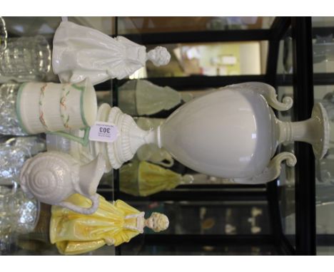 A Royal Worcester figurine by F.G. Doughty 'Grandmothers Dress', 17cm high, together with an unpainted version; a Royal Worce