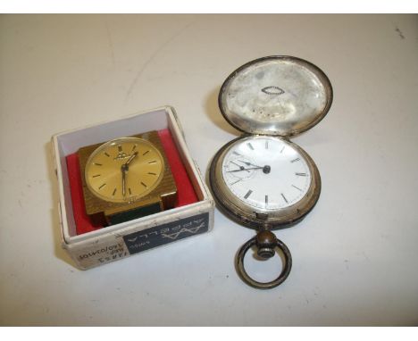 Large Full Hunter pocket watch by the metropolitan Watch Co No. 607-35 and a cased Appella travelling clock (2) 