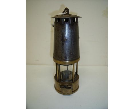 Brass and steel Presswich patent miners lamp 