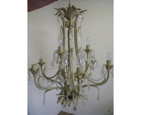 Modern French style painted six branch metal centre light fitting 