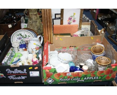 THREE BOXES AND LOOSE CERAMICS, GLASS, PICTURES, BOOKS, ETC, to include Royal Doulton 'Jennifer' HN3447, 'Carol Singer Boy' H