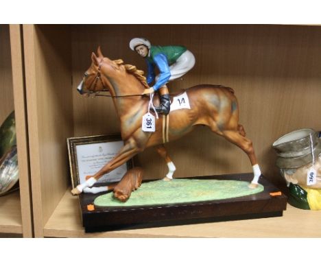 A DISTRESSED LIMITED EDITION ROYAL WORCESTER FIGURE GROUP, 'The Minstrel' with Lester Piggott, by Bernard Winskill, No.31/150