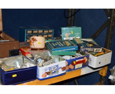 TEN TINS OF HARDWARE, and a Performance bench grinder