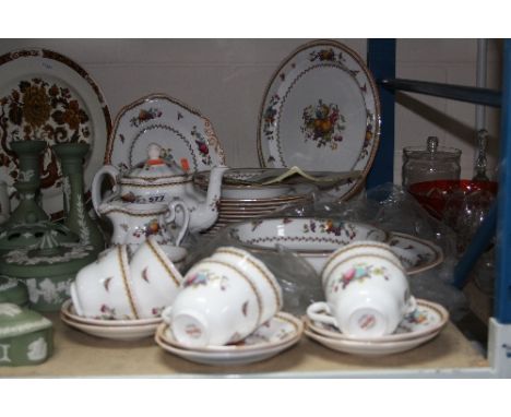 SPODE 'ROCKINGHAM' DINNERWARES, to include teapot, milk, sugar, six 27cm plates, six 23cm plates, one 30.5cm plate, one cake 