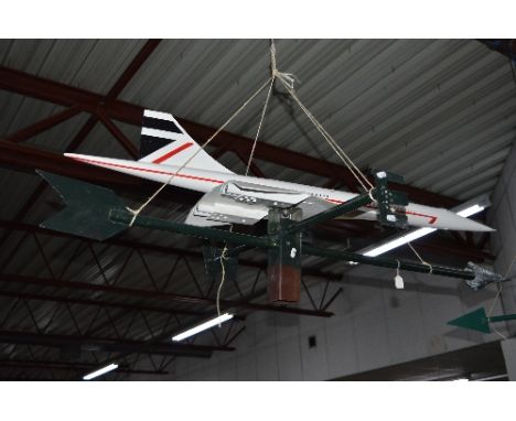 A MODERN PAINTED WEATHER VANE, with a revolving concorde plane attached above