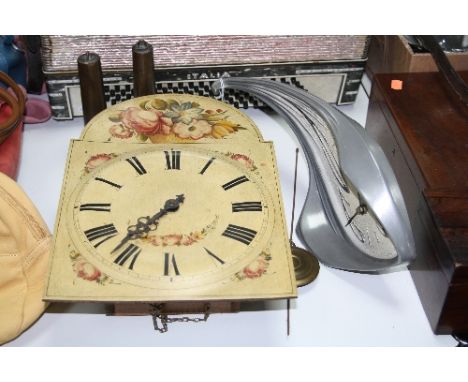 A BAROQUE DESIGN MANTEL CLOCK TOGETHER WITH A WALL CLOCK (pendulum and weights) (2)