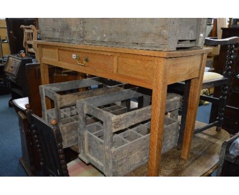 A LIGHT OAK SIDE TABLE, with single drawer