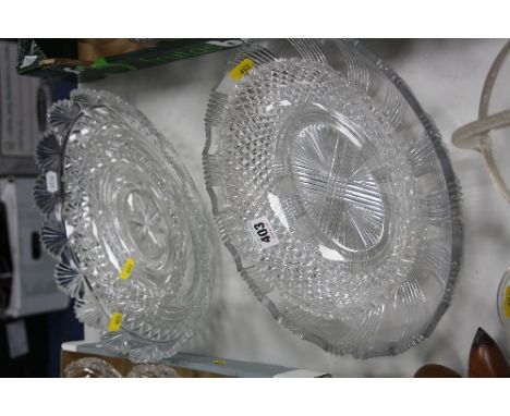 FOUR 19TH CENTURY CUT GLASS OVAL EPERGNE CENTRE PIECE DISHES