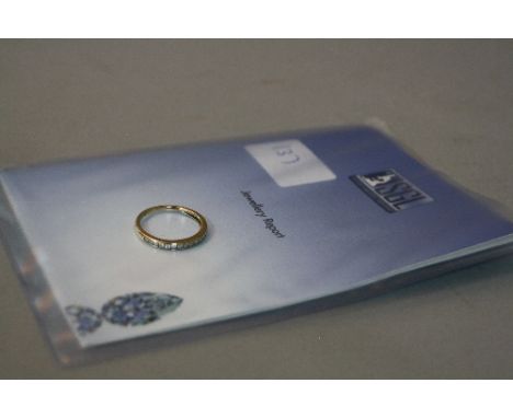 A 9CT DIAMOND HALF ETERNITY RING, ring size Q, approximate weight 2.2 grams (certificate)