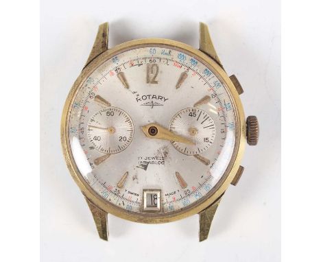 A Rotary gilt metal fronted and steel backed gentleman's chronograph wristwatch with unsigned Landeron 189 caliber jewelled m