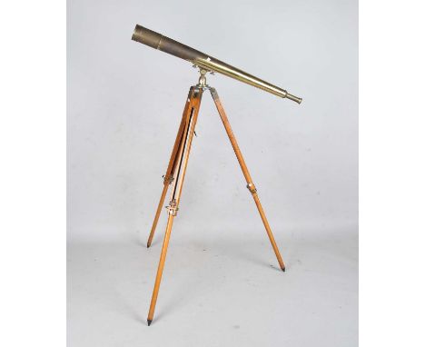 A late 19th/early 20th century W. Watson &amp; Sons Ltd gilt lacquered brass military issue telescope, signed 'W. Watson &amp