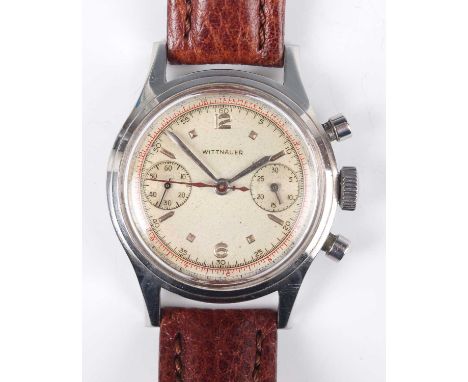 A Wittnauer stainless steel circular cased gentleman's chronograph wristwatch, with Venus 188 caliber movement, the signed si