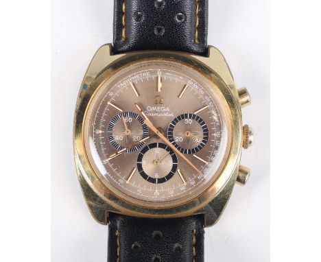 An Omega Seamaster gilt metal fronted and steel backed tonneau cased gentleman's chronograph wristwatch, Ref. 145.029, circa 