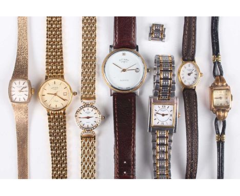 A Rotary Quartz 9ct gold lady's bracelet wristwatch, the signed silvered dial with baton hour markers, the tapered bracelet w