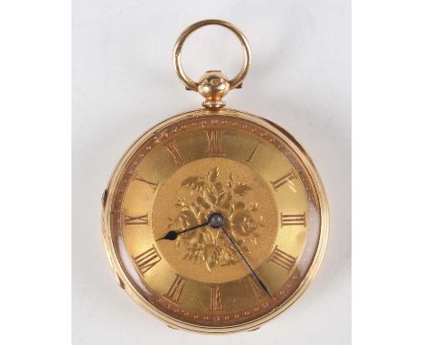 A Victorian 18ct gold cased keywind open-faced lady's pocket watch, the gilt three-quarter plate movement detailed 'Langford 