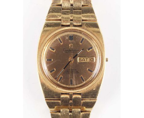 An Omega Constellation Automatic 18K gold gentleman's bracelet wristwatch, Ref. 168.045, circa 1970, the signed and jewelled 