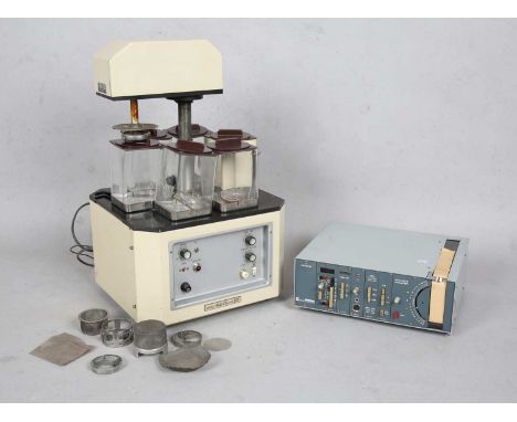 A Fuji Denshi Seiko Auto Cleaner 101 watch cleaning tool, Type CL-101, Model No. 2108, height 61cm, together with a Greiner E