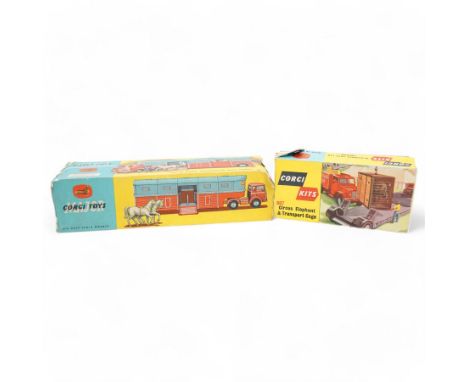 Corgi - Major Toys Circus Horse Transporter With Horses no. 1130,  and Circus Elephant and Transport Cage no. 607, both boxed