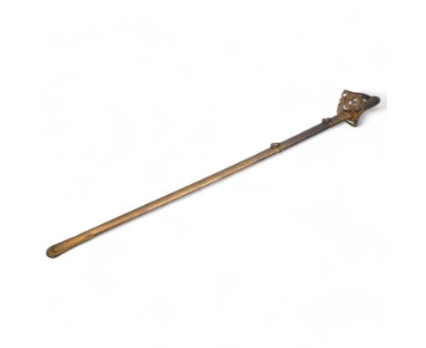 Victorian Rifle Volunteers officers sword with engraved blade, pierced hilt and wire wound grip with steel scabbard, blade le