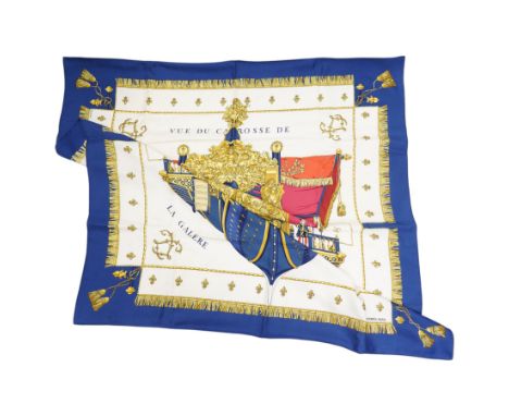 Hermes 'La Réale' silk scarf, in the red, cream and gold colourway, designed by Hugo Grygkar, 88cm x 88cm 